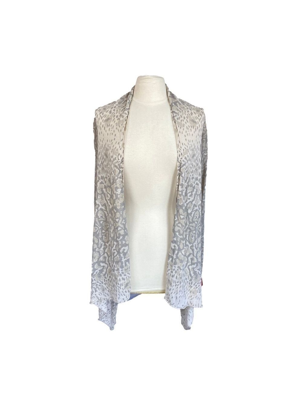 Zadig & Voltaire One Size Linen Blend Open Front Cardigan Lightweight Grey